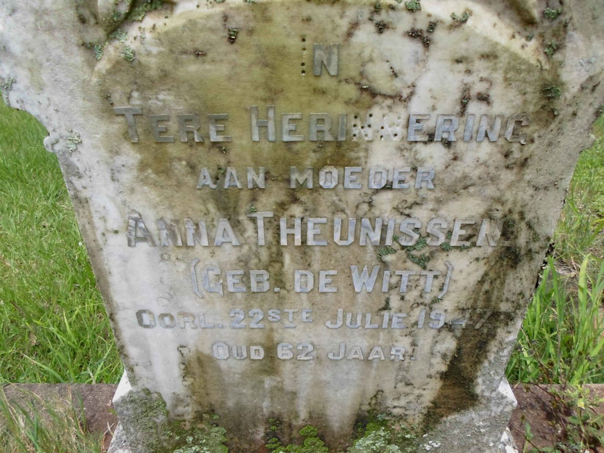 THEUNISSEN Anna nee DE WITT -1947