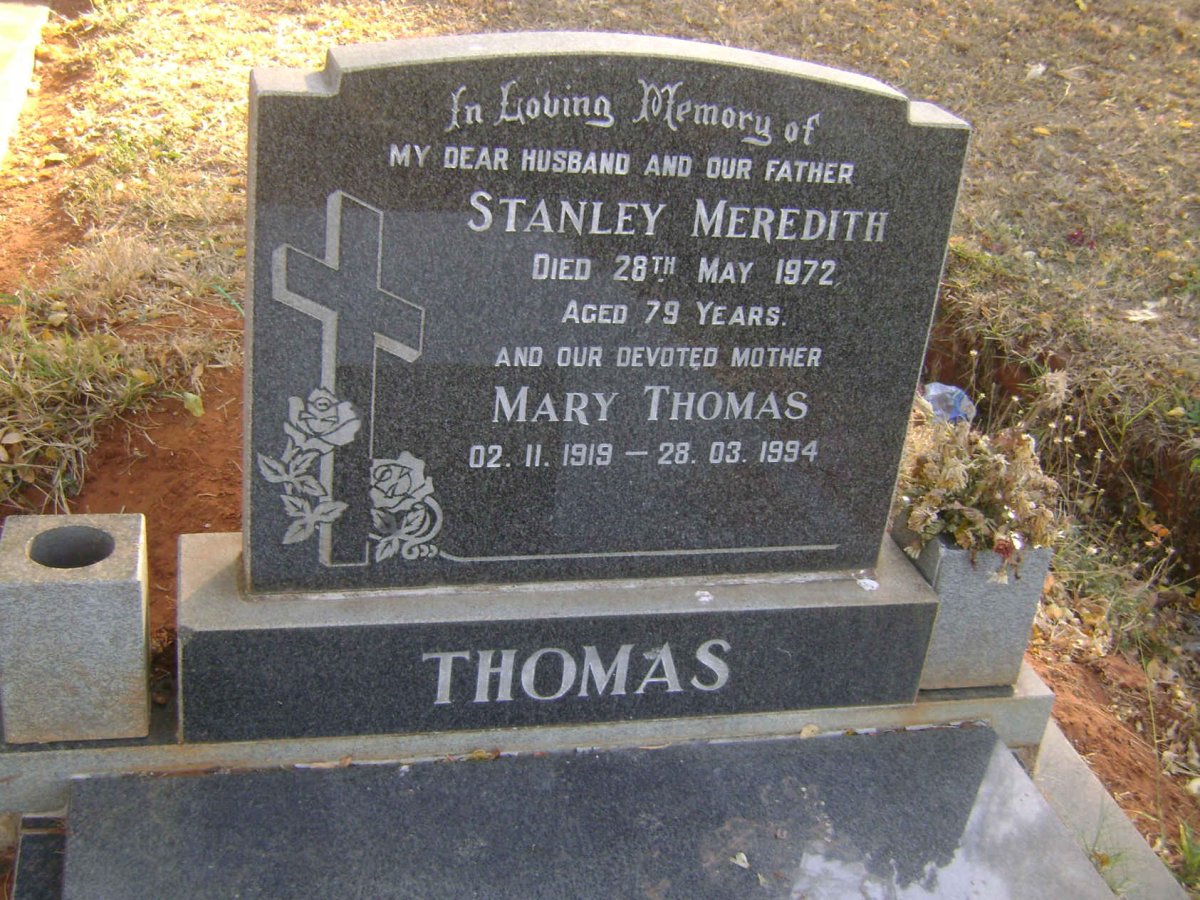 THOMAS Stanley Meredith -1972 &amp; Mary 1919-1994