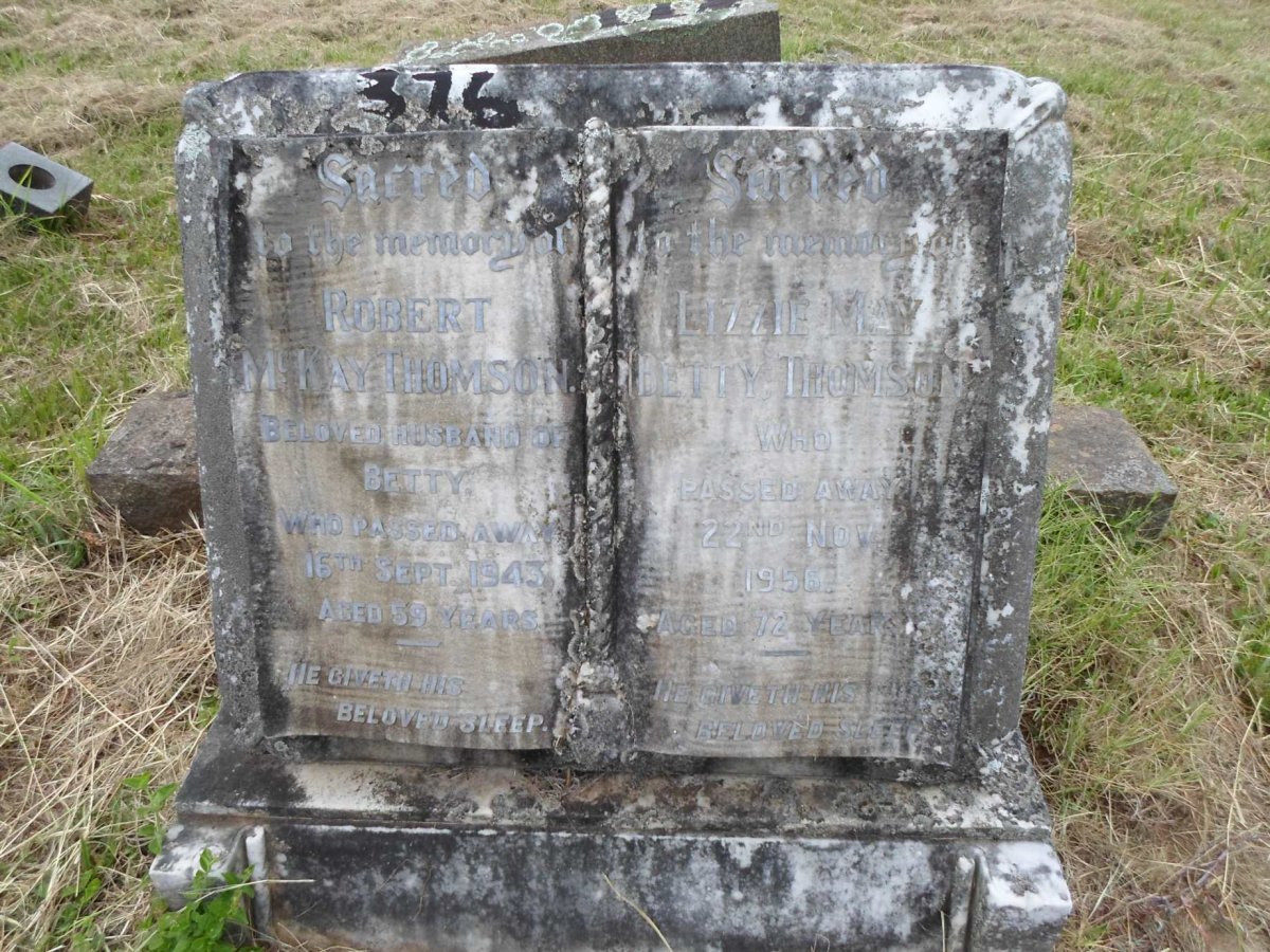 THOMSON Robert McKay -1943 &amp; Lizzie May -1956