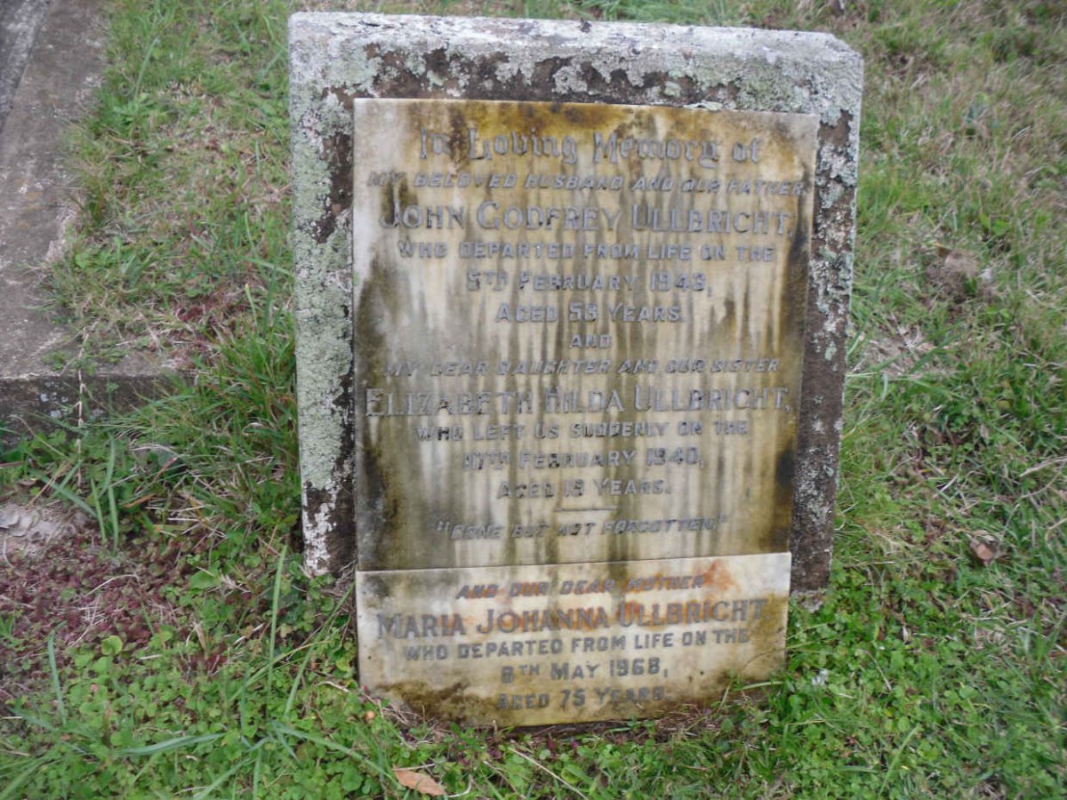 ULLBRICHT John Godfrey -1943 &amp; Johanna Maria -1968 :: ULLBRICHT Elizabeth Hilda -1940