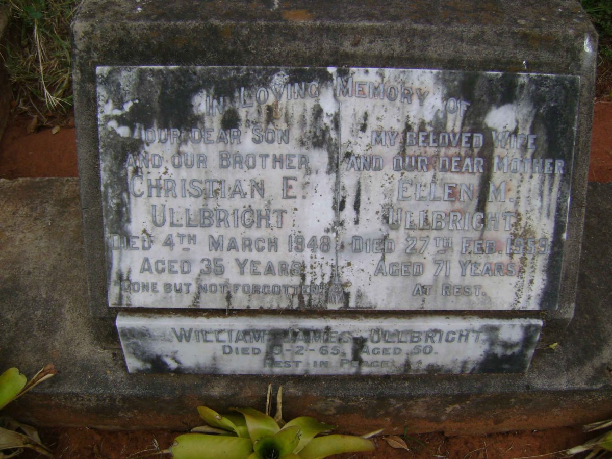ULLBRICHT Christian E. -1948 &amp; Ellen M. -1959 :: ULLBRICHT William James -1965