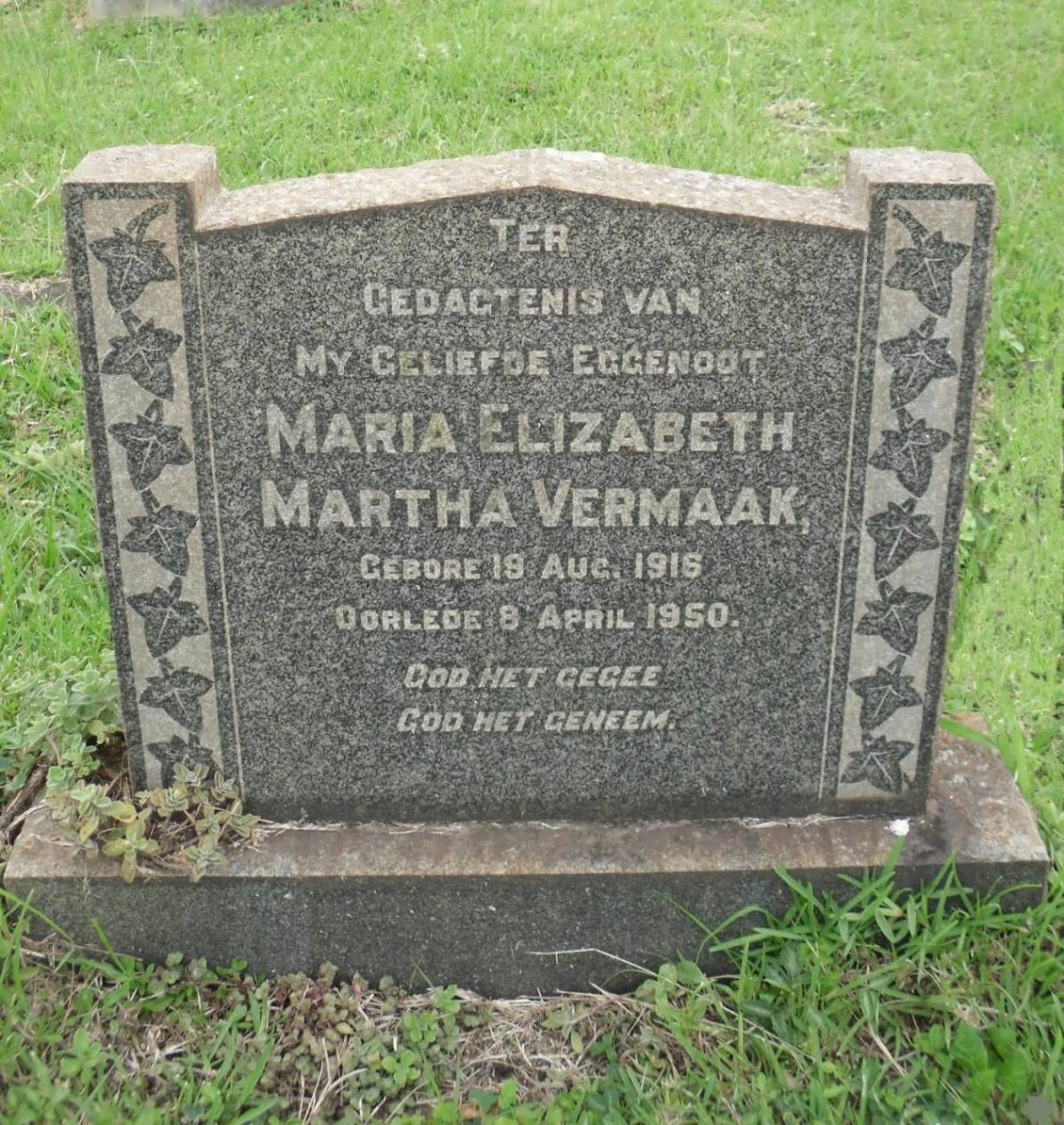 VERMAAK Maria Elizabeth Martha 1916-1950