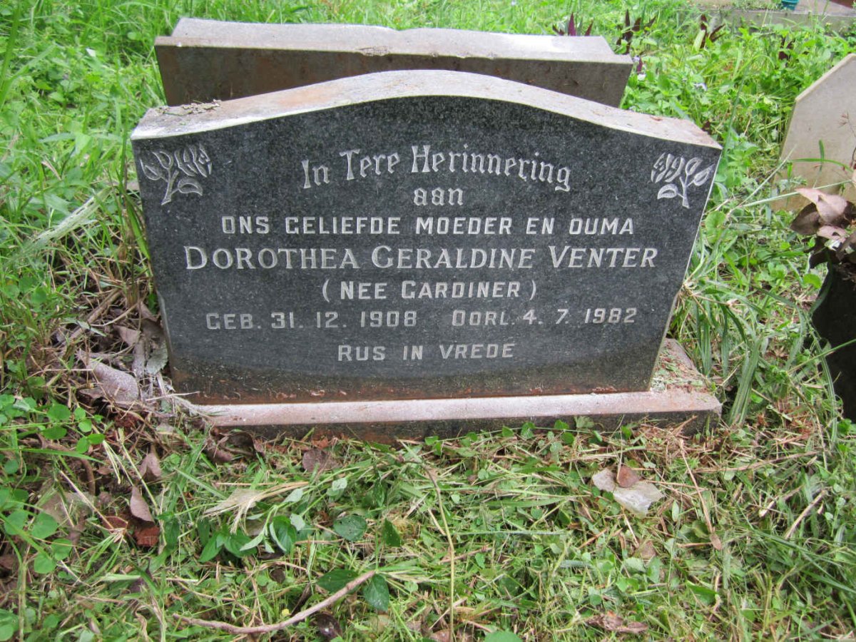 VENTER Dorothea Geraldine nee GARDINER 1908-1982
