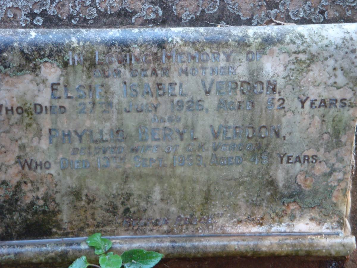 VERDON Elsie Isabel -1926 :: VERDON Phyllis Beryl -1959