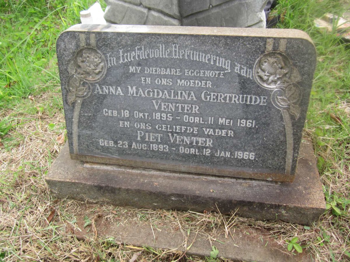 VENTER Piet 1893-1966 &amp; Anna Magdalina Gertruide 1895-1961