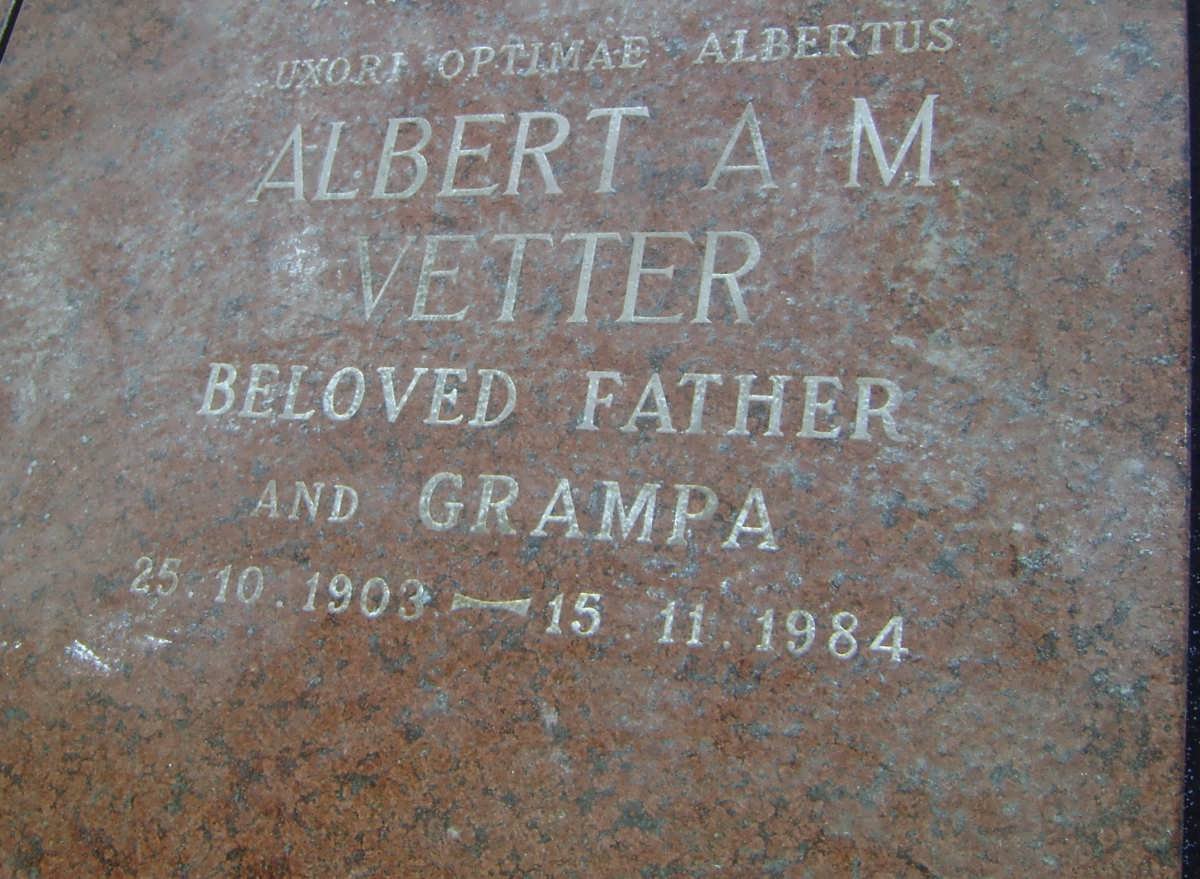 VETTER Albert A. M. 1903-1984 &amp; Valerie Maria WERNER 1909-1978 :: TONETTI-VINE Brigitte Anne 1969-1997