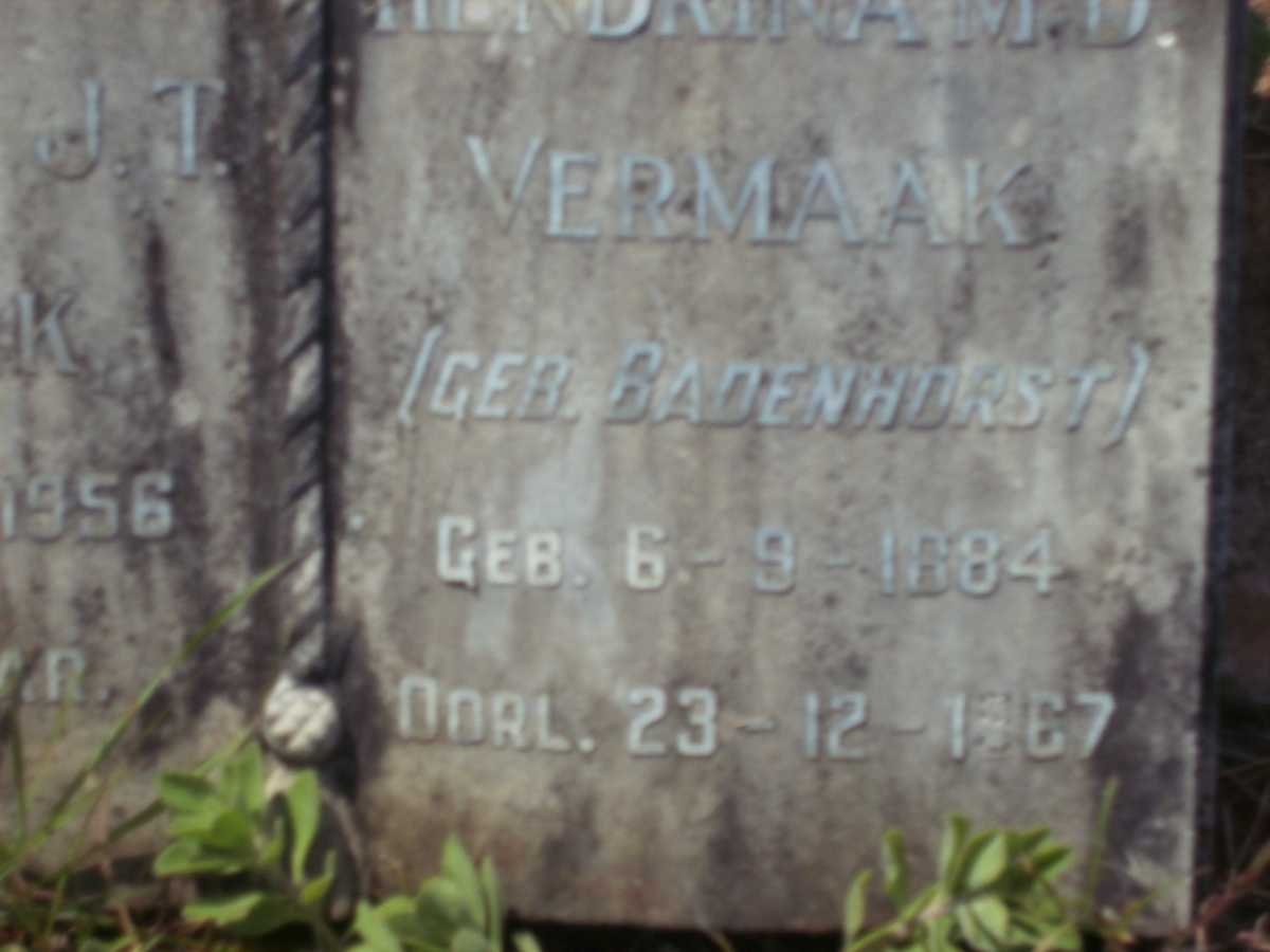 VERMAAK Coenraad J.T. -1956 &amp; Hendrina M.D. BADENHORST 1884-1967