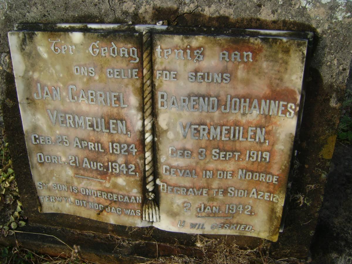 VERMEULEN Barend Johannes 1919-1942 :: VERMEULEN Jan Gabriel 1924-1942
