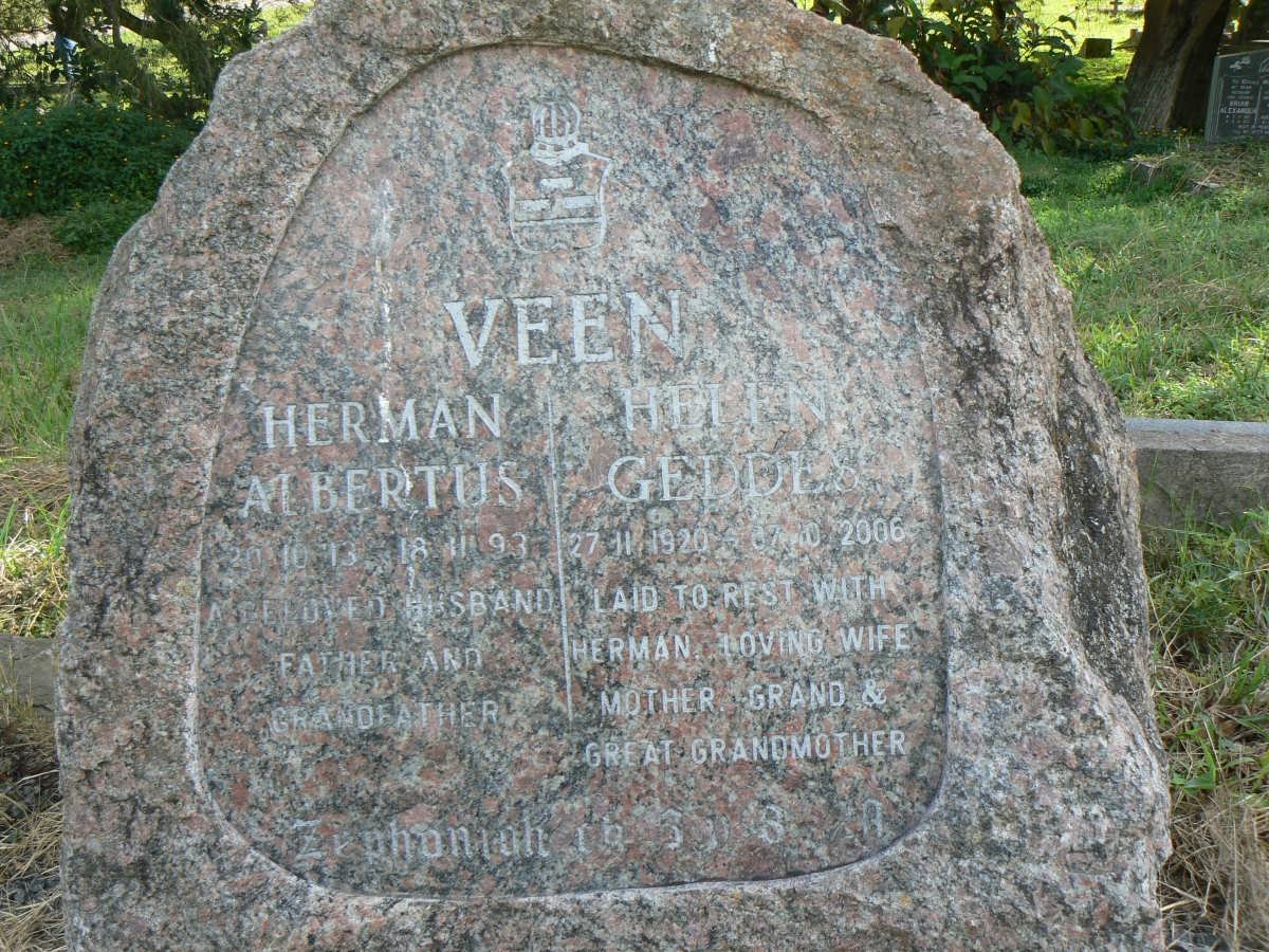 VEEN Herman Albertus 1913-1993 &amp; Helen Geddes 1920-2006