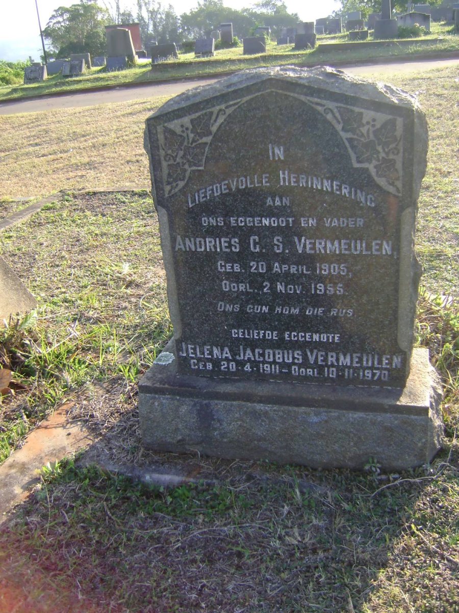 VERMEULEN Andries G.S. 1905-1955 &amp; Jelena Jacobus 1911-1970