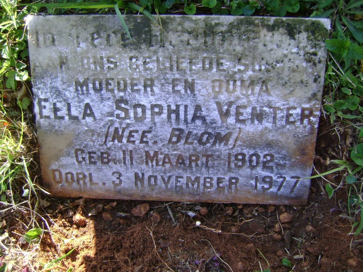 VENTER Ella Sophia nee BLOM 1902-1977