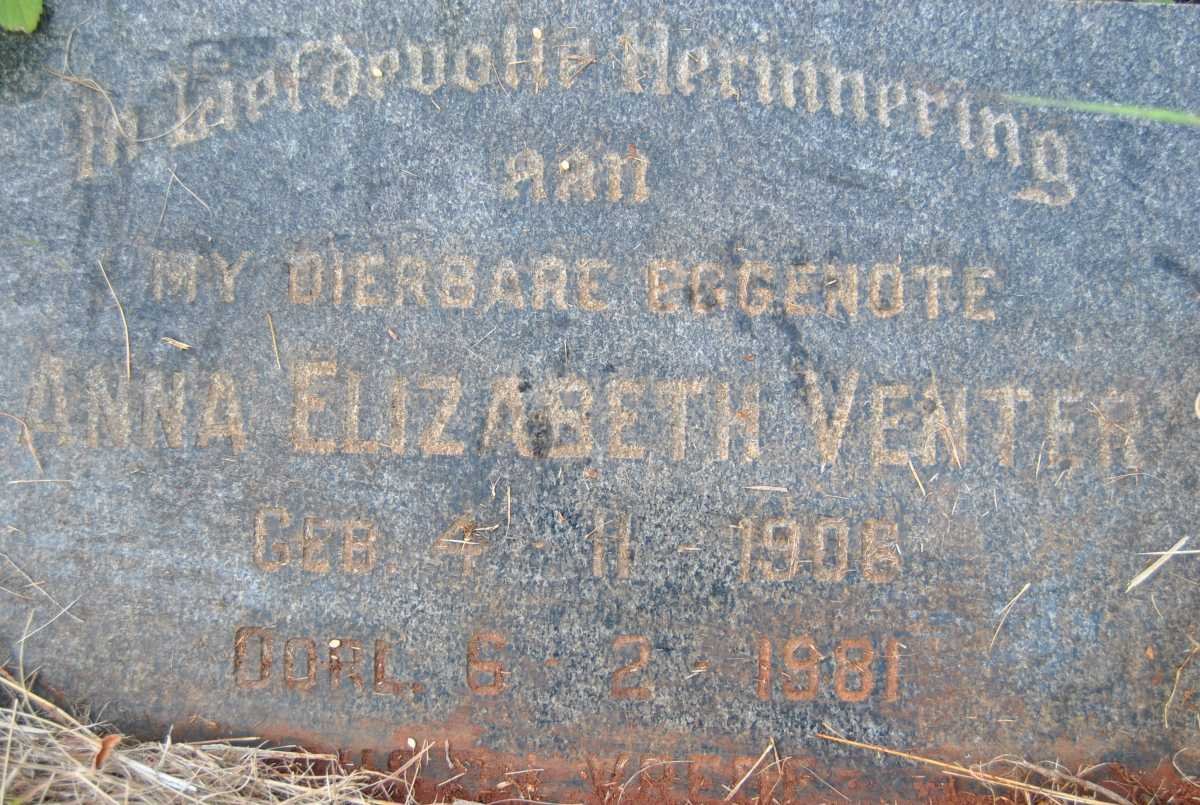 VENTER Anna Elizabeth 1906-1981