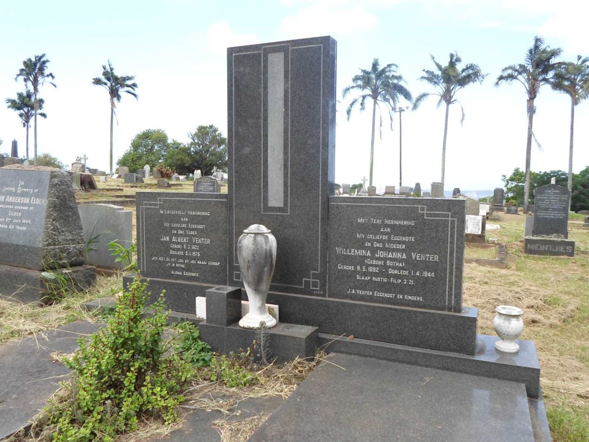 VENTER Jan Albert 1922-1975 &amp;  Willemina Johanna BOTHA 1892-1944