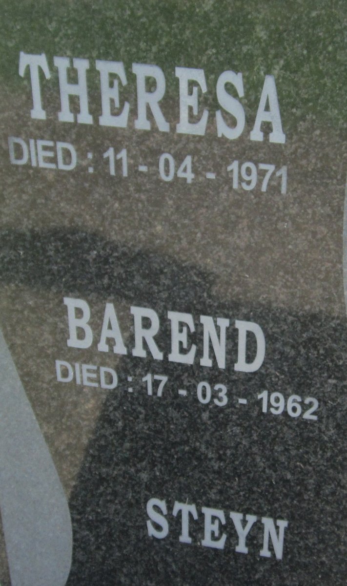 STEYN Barend -1962 &amp; Theresa -1971