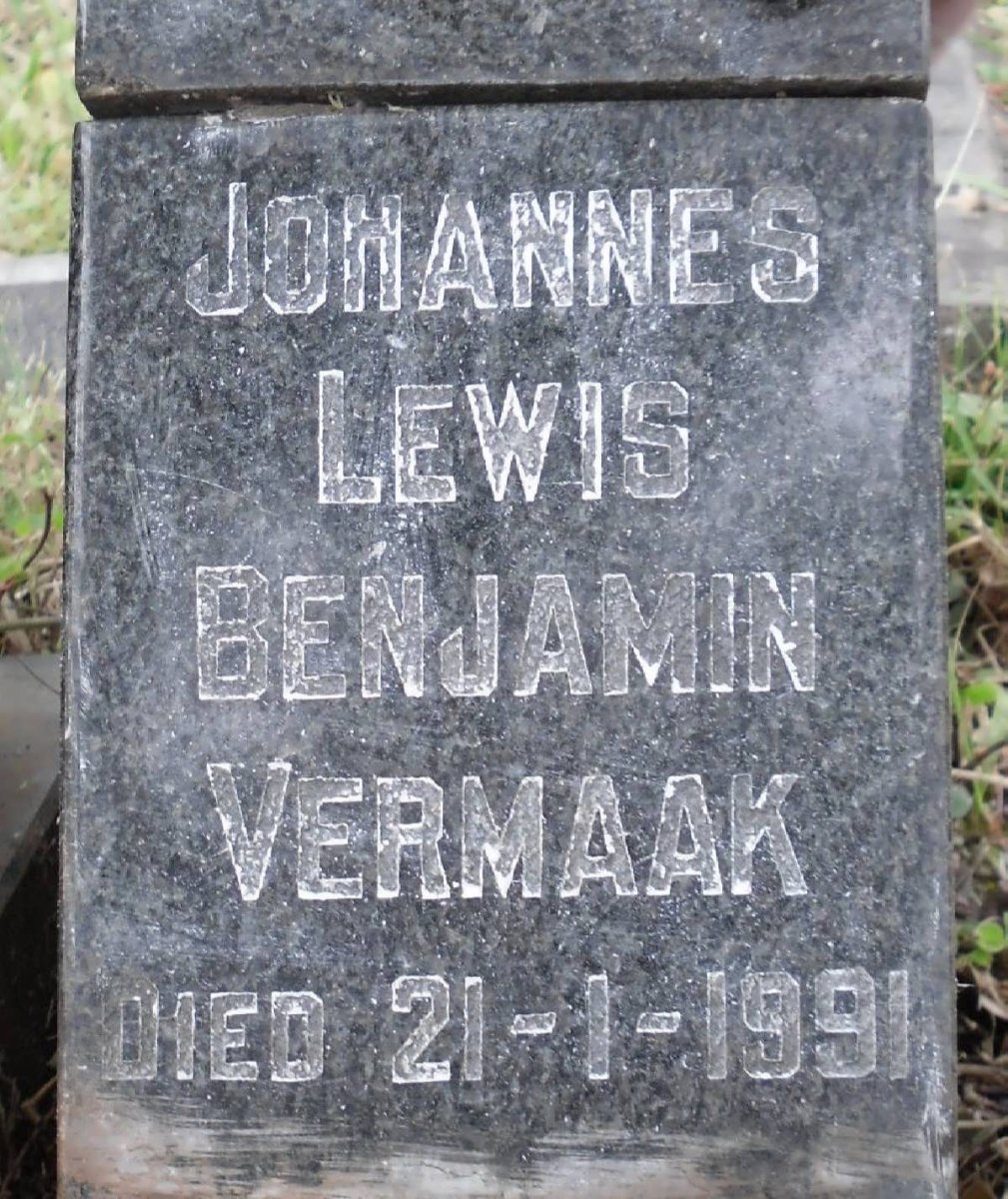VERMAAK Johannes Lewis Benjamin -1991