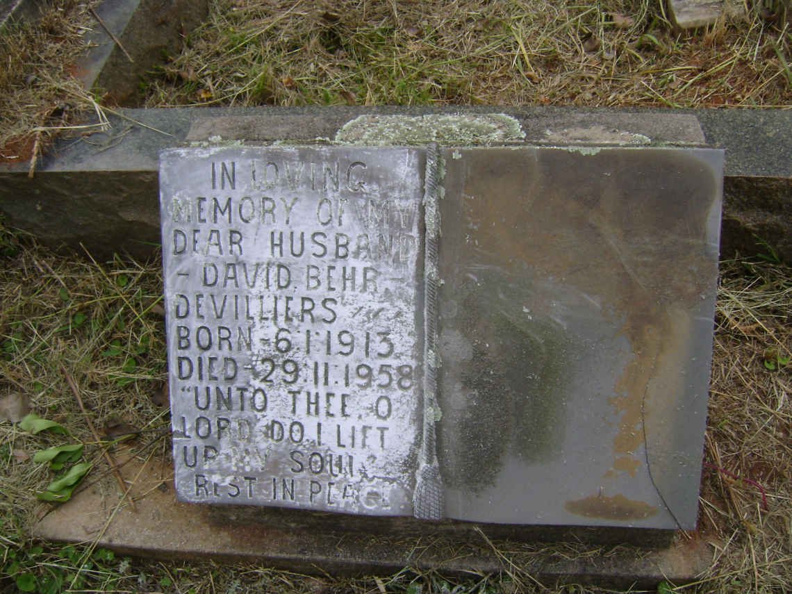 VILLIERS David Behr, de 1913-1958