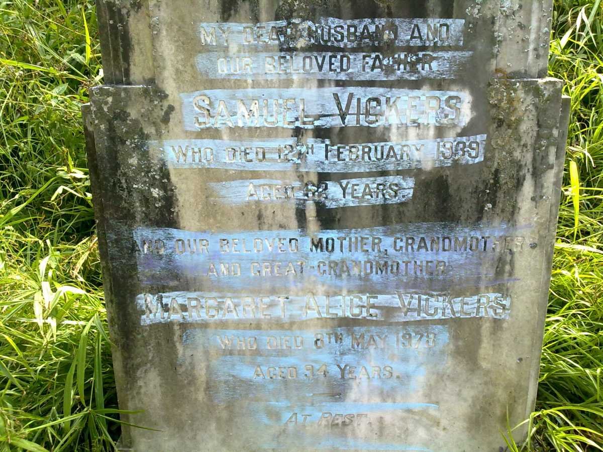 VICKERS Samuel -1939 &amp; Margaret Alice -1978