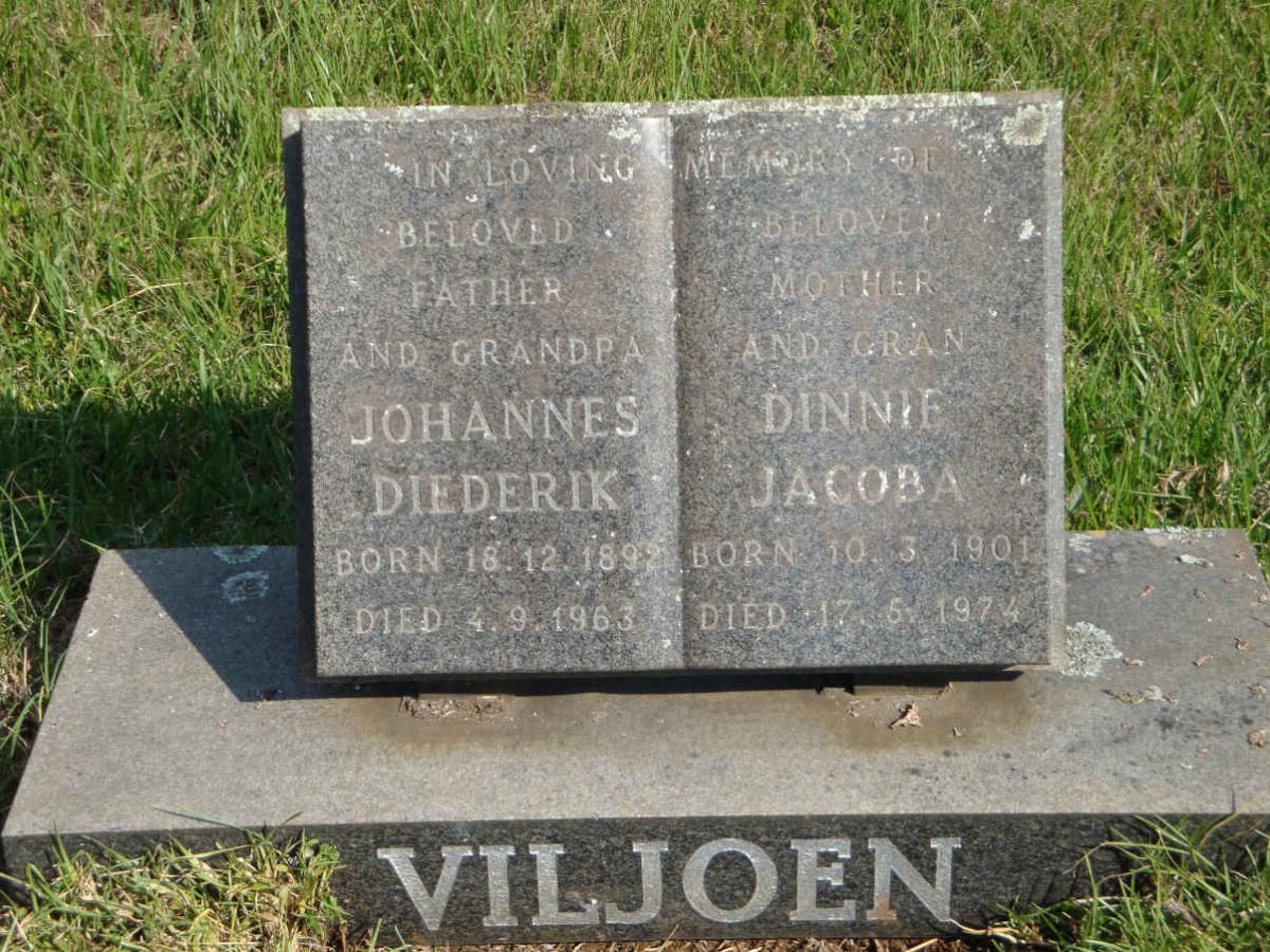 VILJOEN Johannes Diederik 1892-1963 &amp; Dinnie Jacoba 1901-1974