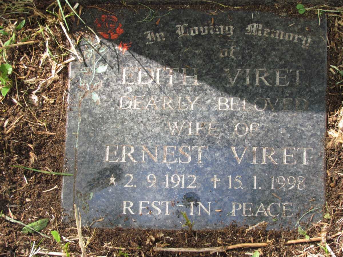 VIRET Ernest -1989 &amp; Edith 1912-1998 :: MARSHALL Jack -1936 &amp; Alice -1963