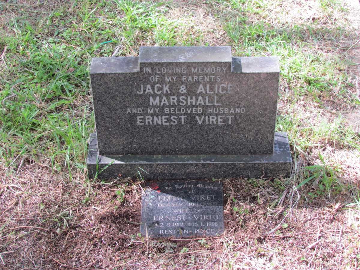 VIRET Ernest -1989 &amp; Edith 1912-1998 :: MARSHALL Jack -1936 &amp; Alice -1963