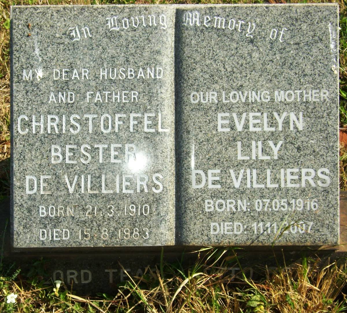 VILLIERS Christoffel Bester, de 1910-1983 &amp; Evelyn Lily 1916-2007 