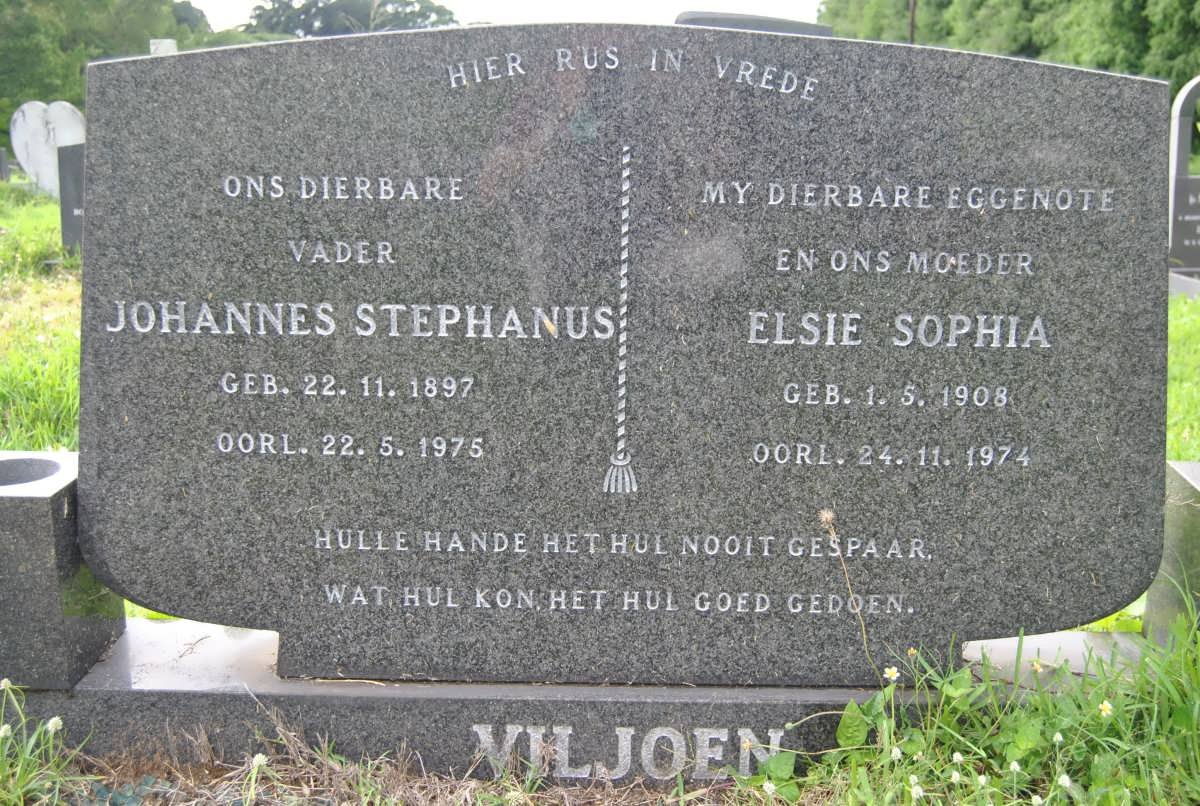 VILJOEN Johannes Stephanus 1897-1975 &amp; Elsie Sophia 1908-1974