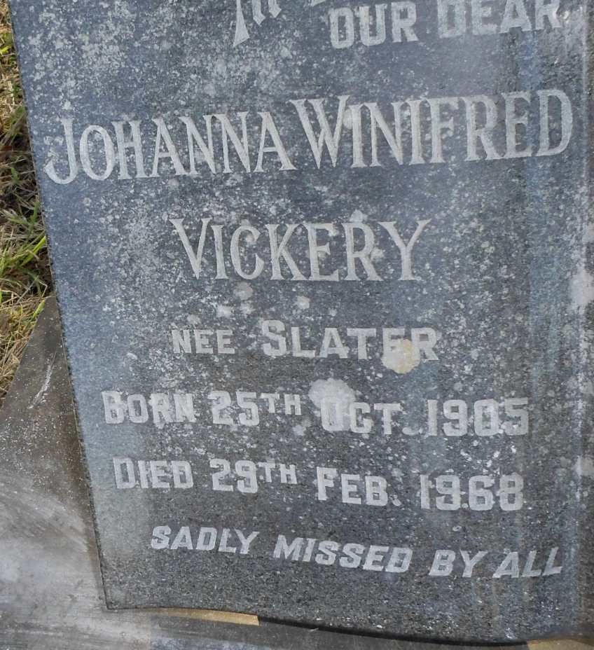 VICKERY Johanna Winifred nee SLATER 1905-1968
