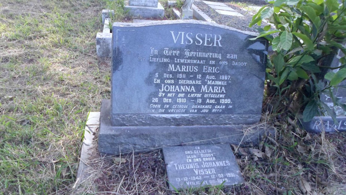 VISSER Marius Eric 1911-1967 &amp; Johanna Maria 1910-1999 :: VISSER Theunis Johannes 1942-1991
