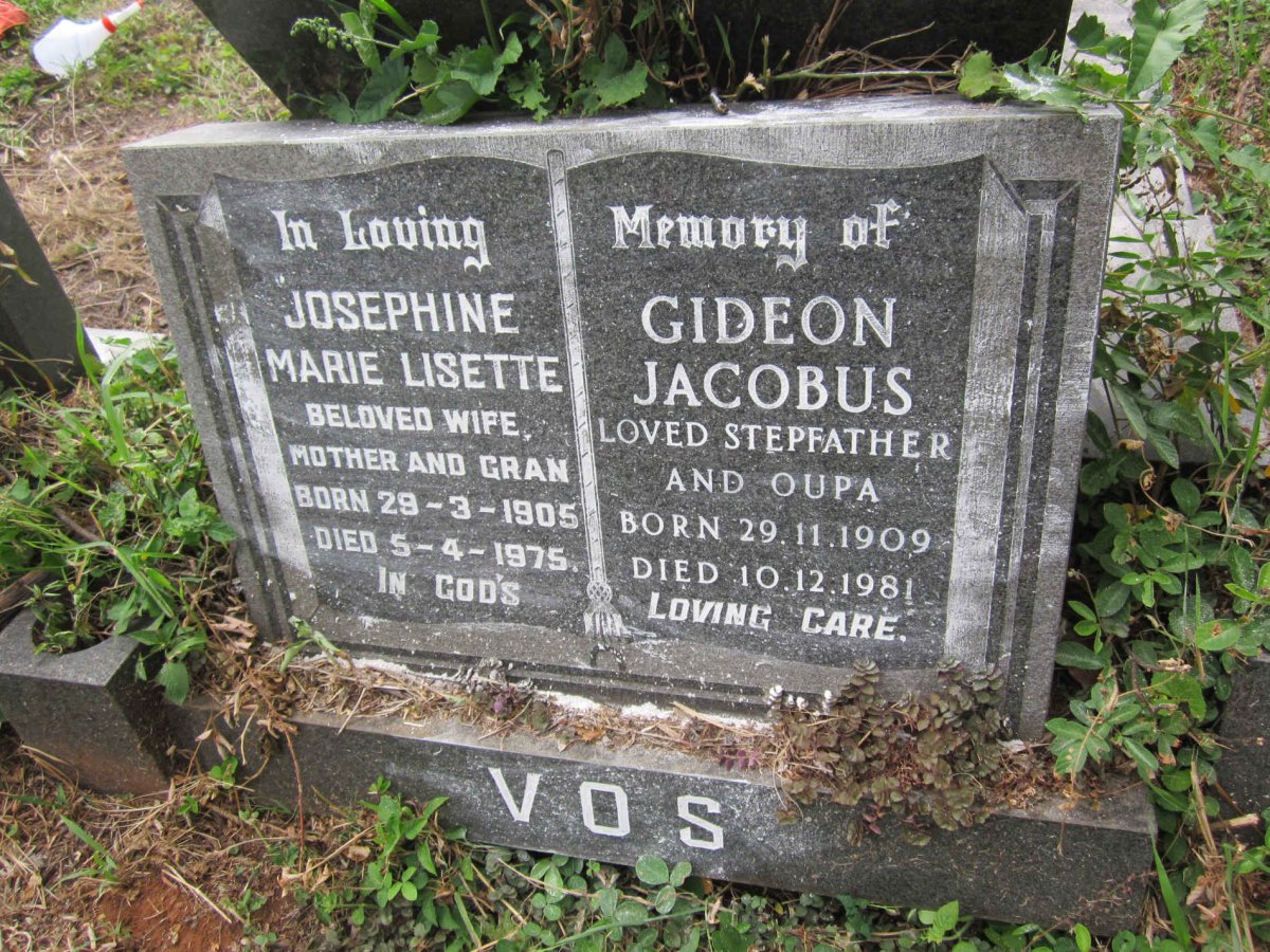 VOS Gideon Jacobus 1909-1981 &amp; Josephine Marie Lisette 1905-1975