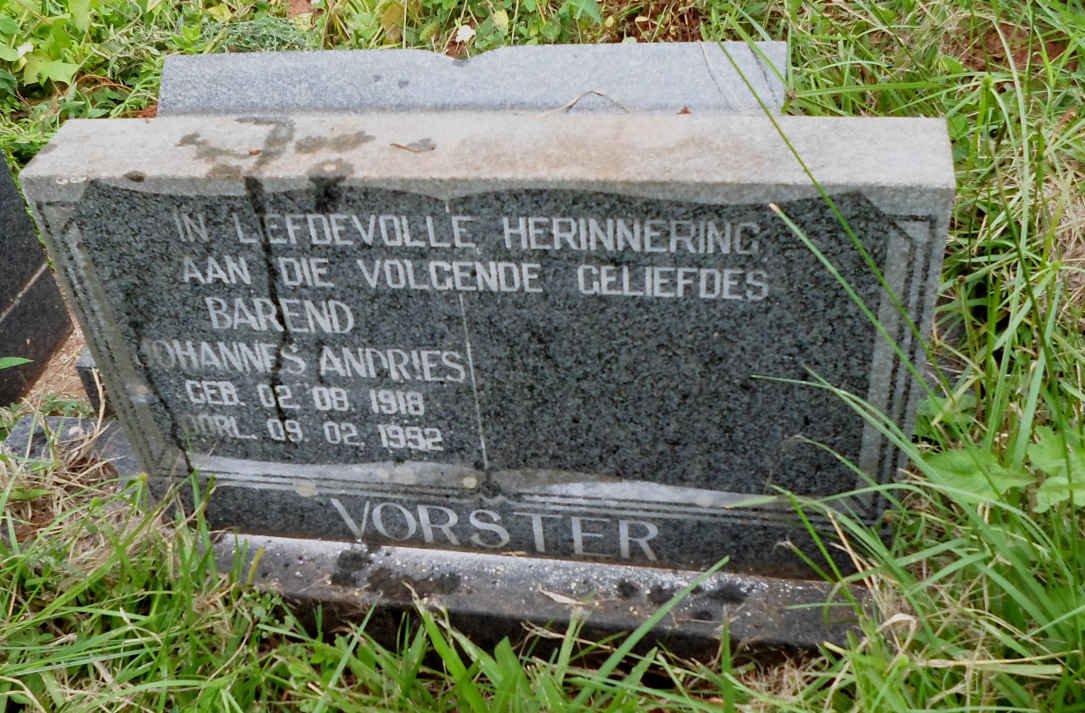VORSTER Barend Johannes Andries 1918-1992
