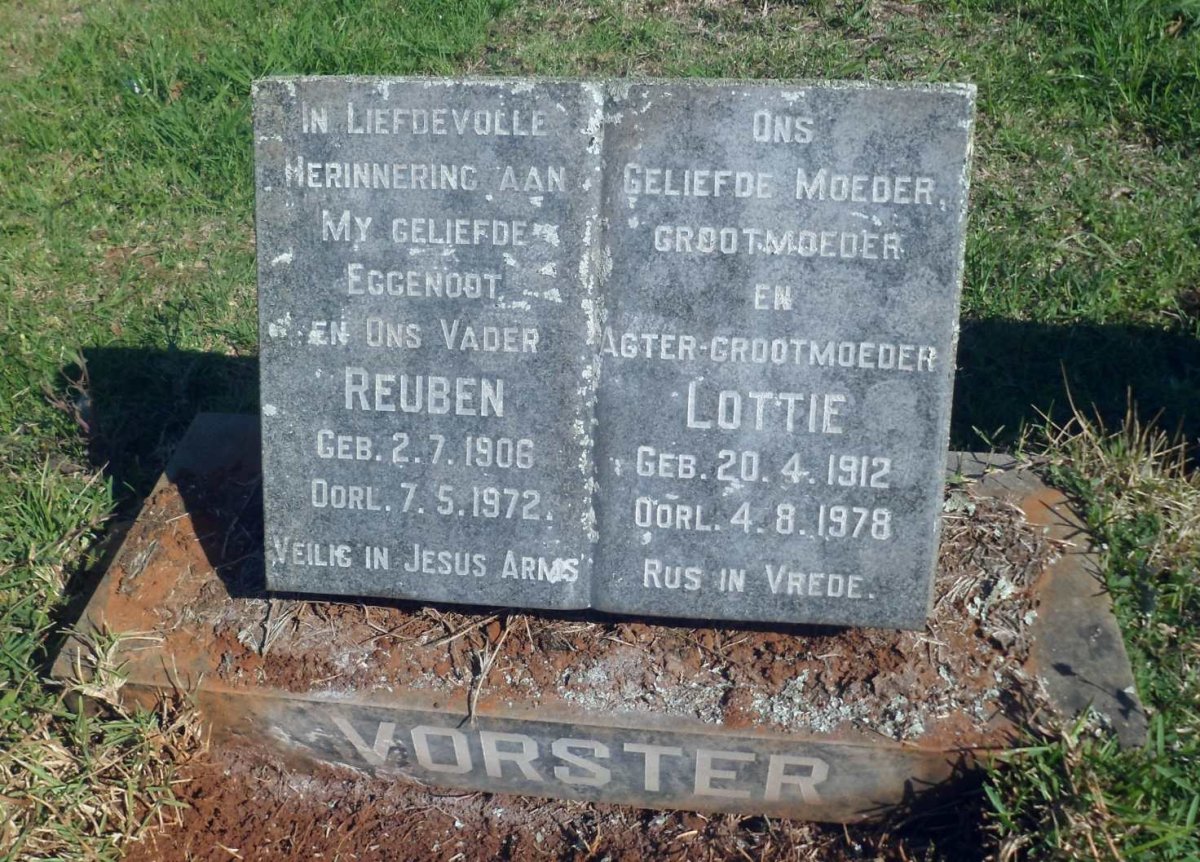 VORSTER Reuben 1906-1972 &amp; Lottie 1912-1978