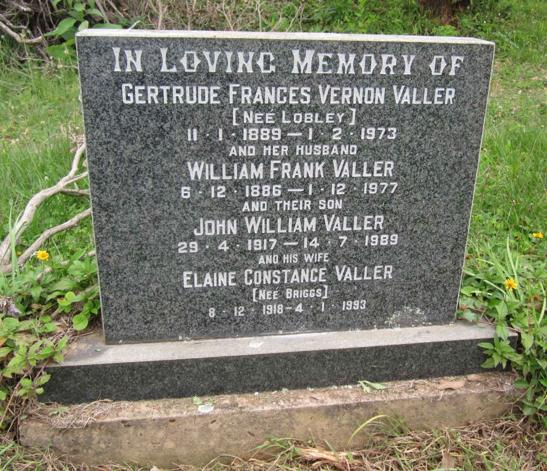 VALLER William Frank 1886-1977 &amp; Gertrude Frances Vernon LOBLEY 1889-1973
