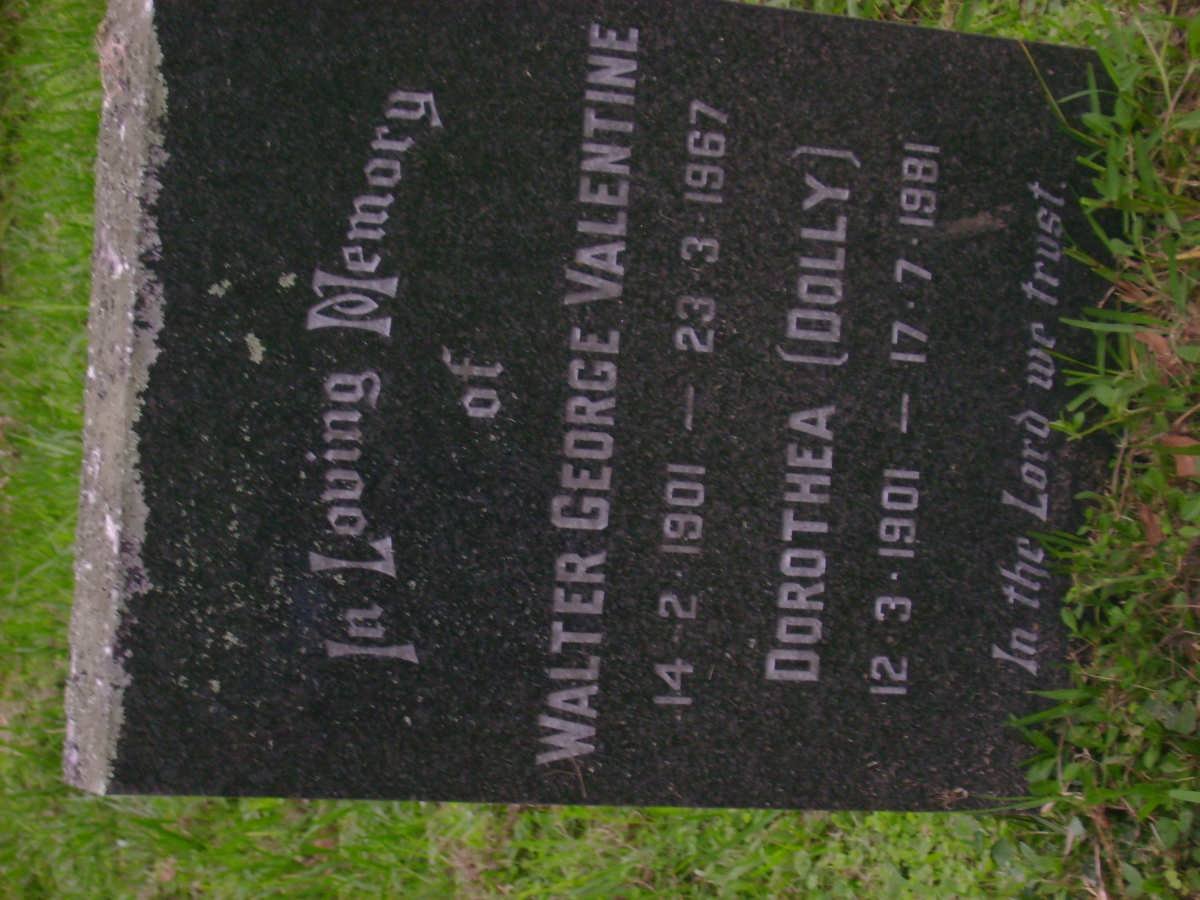VALENTINE Walter George 1901-1967 &amp; Dorothea 1901-1981