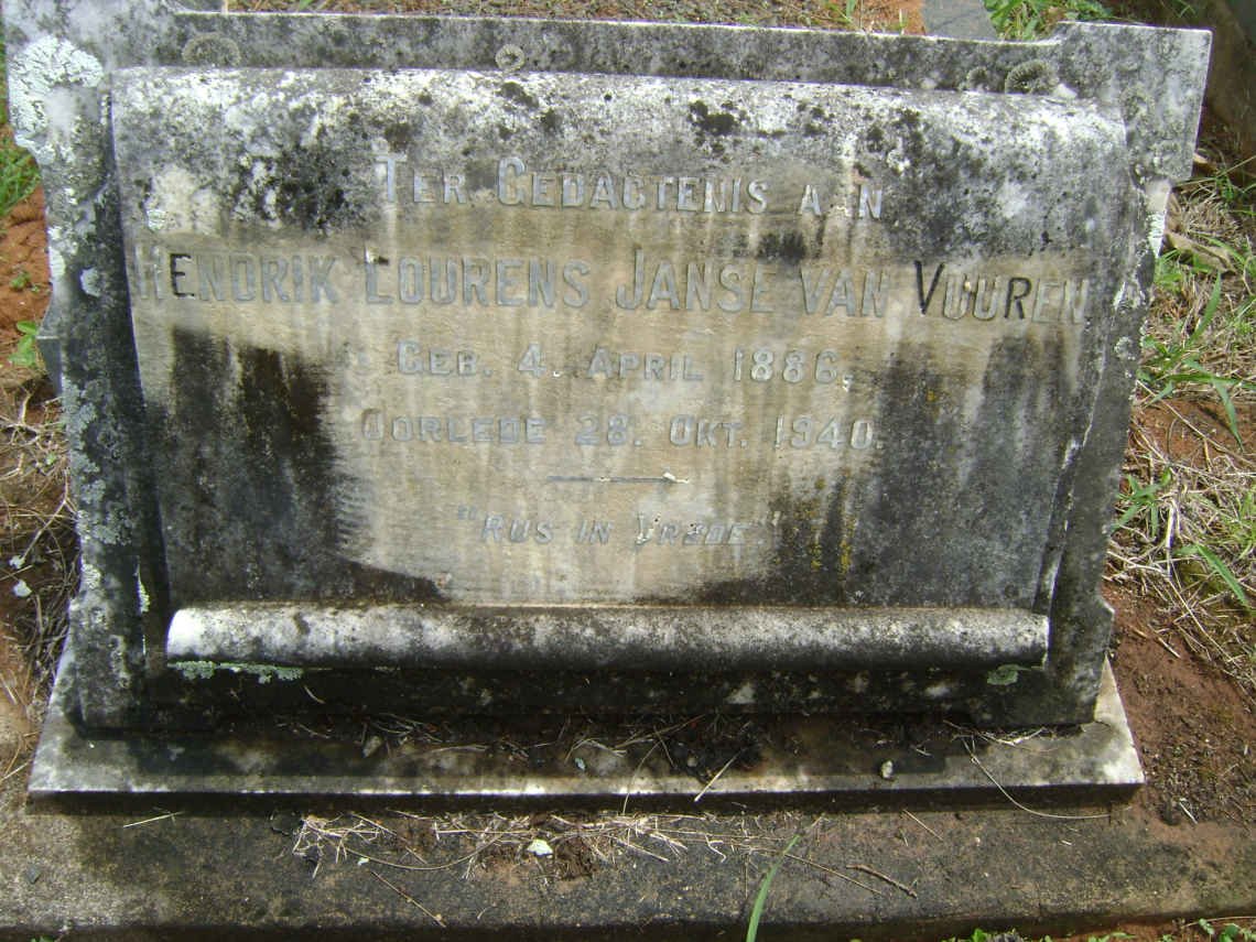 VUUREN Hendrik Lourens, Janse van 1886-1940