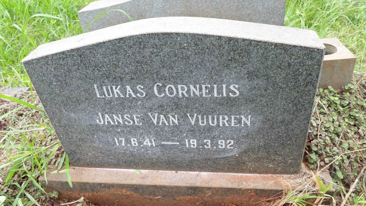 VUUREN Lukas Cornelis, Janse van 1941-1992
