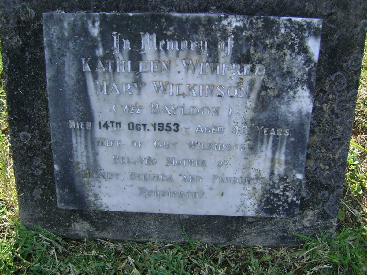 WILKINSON Kathleen Winifred Mary nee BAYLDON -1953