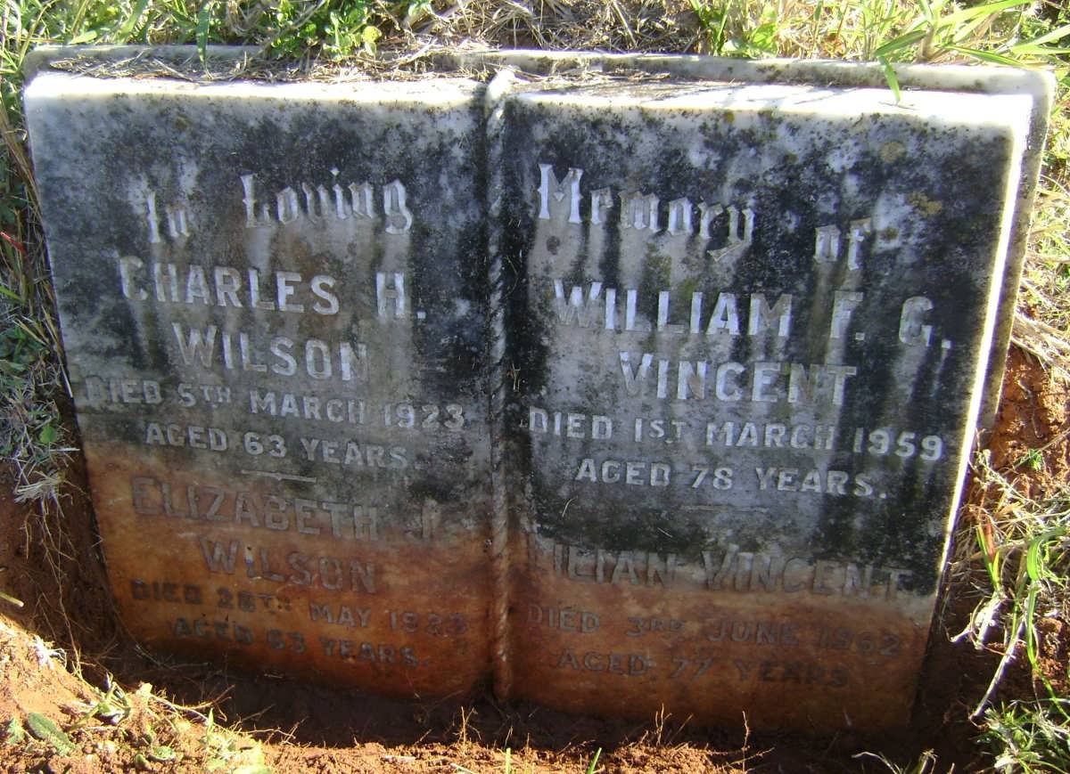 WILSON Charles H. -1923 &amp; Elizabeth J. -1933 :: VINCENT William F.G. -1959 &amp; Lilian 1962
