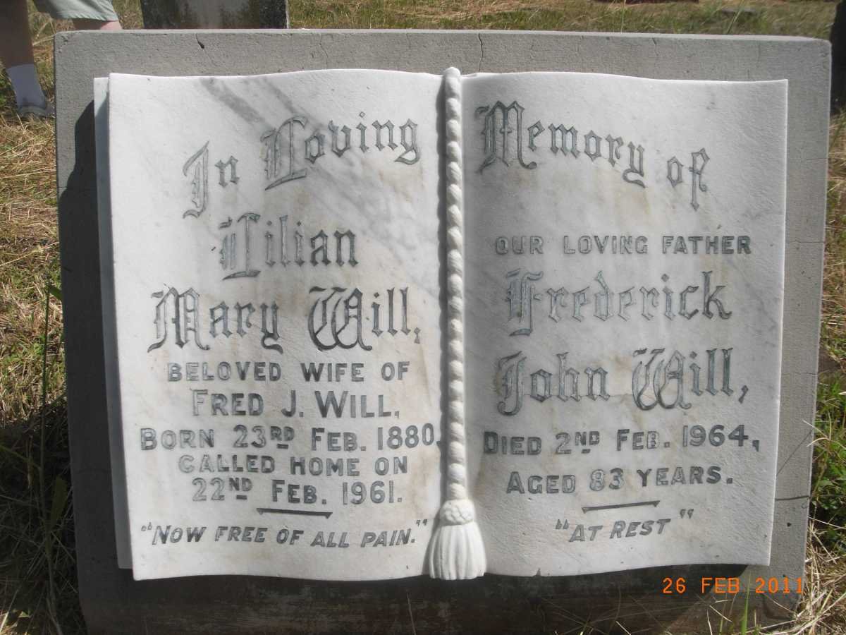 WILL Frederick John -1964 &amp; Mary 1880-1961