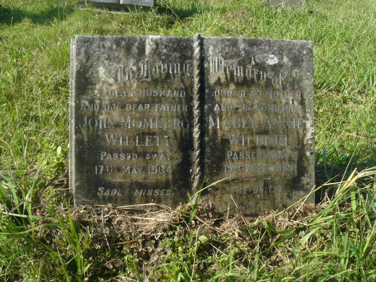 WILLETT John Momberg -1934 &amp; Mabel Annie -1963