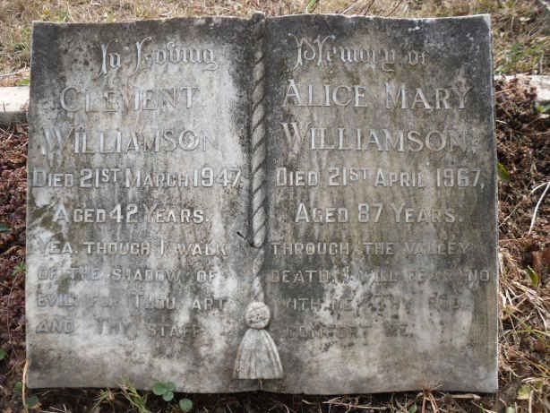 WILLIAMSON Clement -1947 &amp; Alice Mary -1967