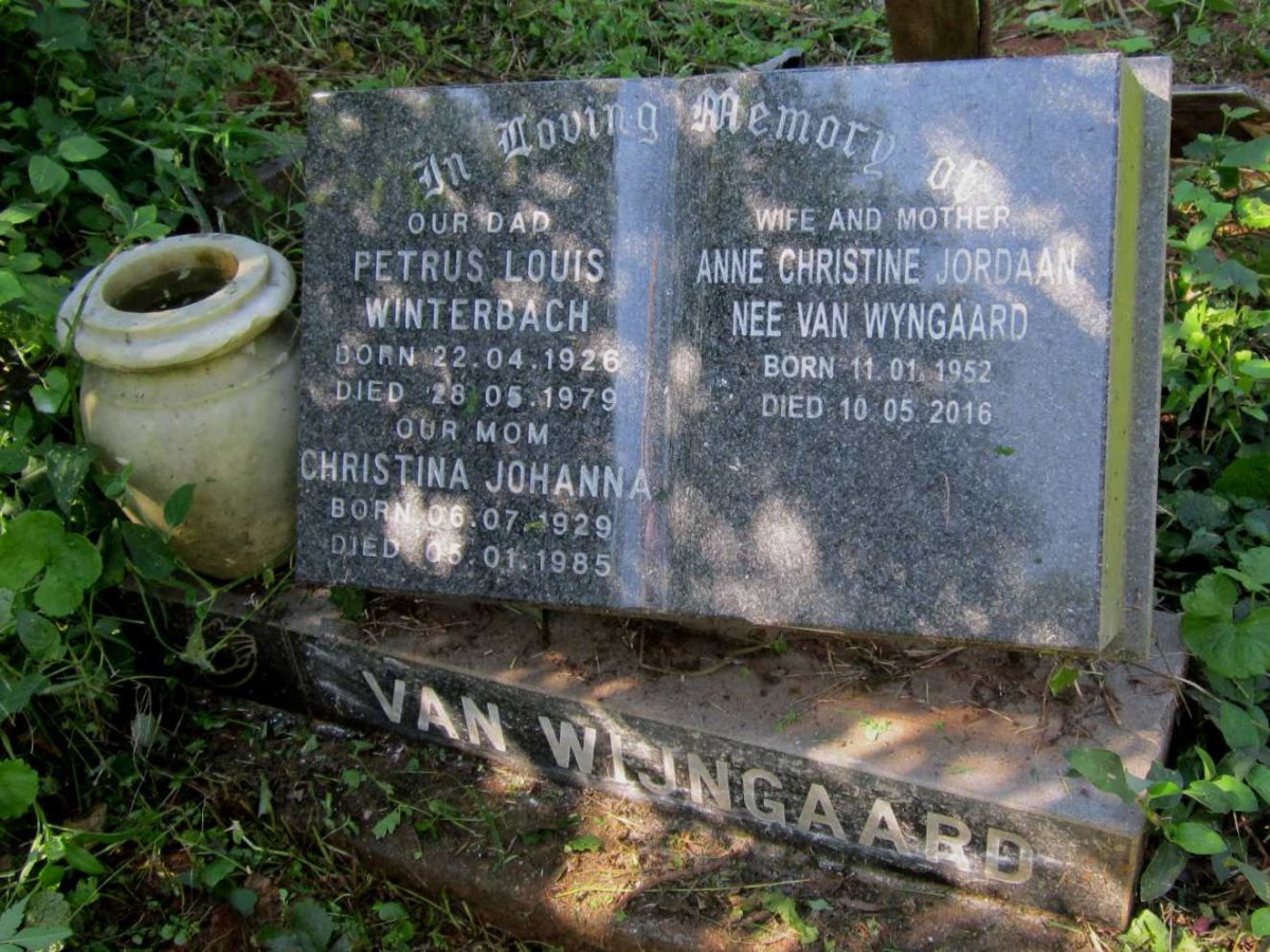 WIJNGAARD Petrus Louis Winterbach, van 1926-1979 &amp; Christina Johanna 1929-1985