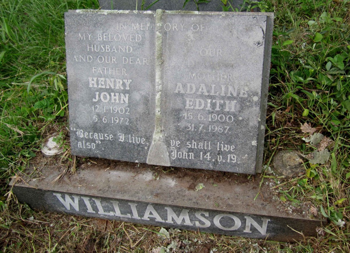 WILLIAMSON Henry John 1902-1972 &amp; Adaline Edith 1900-1987