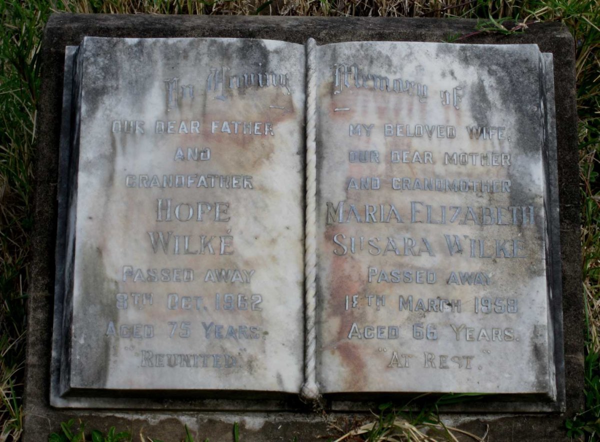 WILKE Hope -1962 &amp; Maria Elizabeth Susara -1958