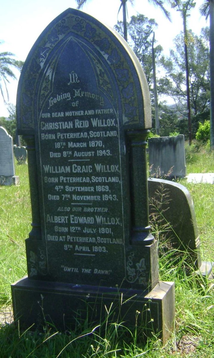 WILLOX William Craig 1869-1943 &amp; Christian Reid 1870-1943 :: WILLOX Albert Edward 1901-1903