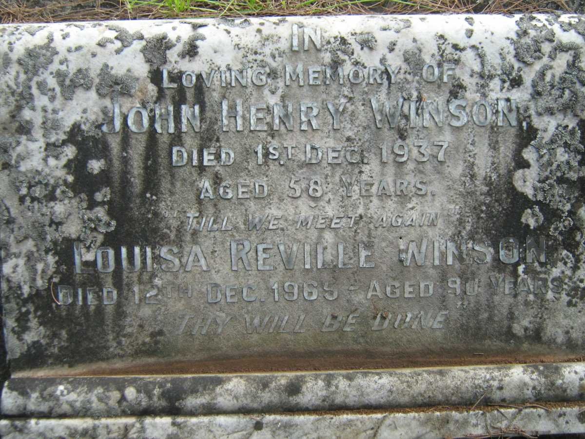 WINSON John Henry -1937 &amp; Louisa Reville -1965