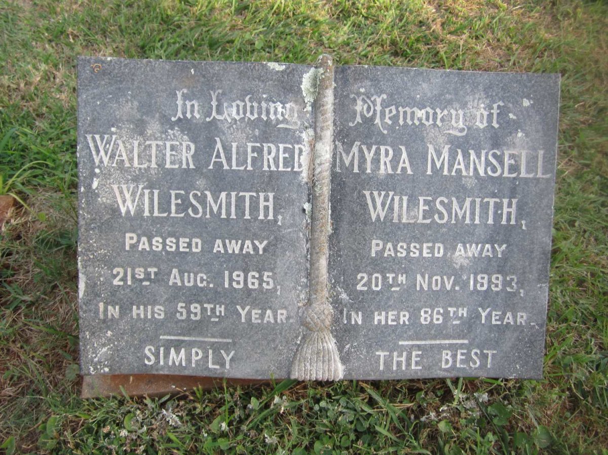 WILESMITH Walter Alfred -1965 :: WILESMITH Myra Mansell -1993
