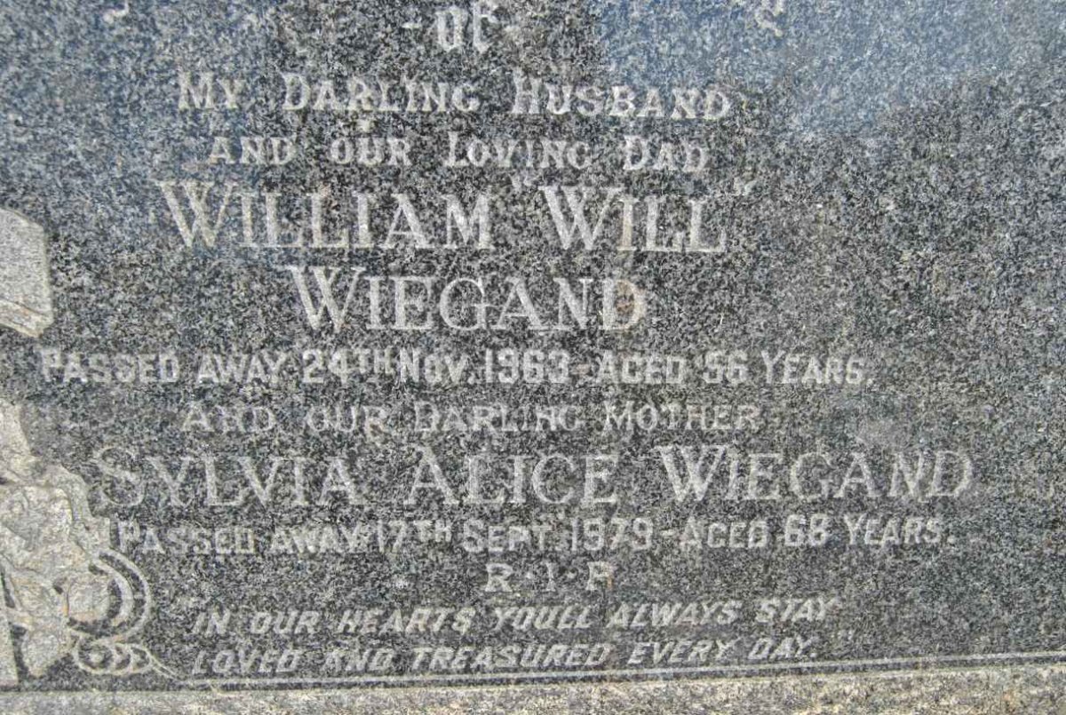 WIEGAND William Will -1963 &amp; Sylvia Alice -1979