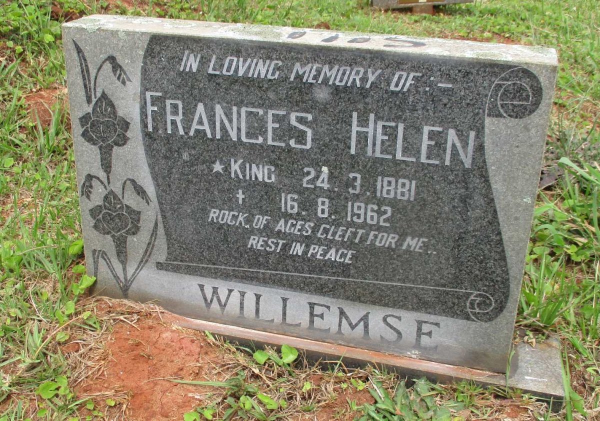 WILLEMSE Frances Helen nee KING 1881-1962