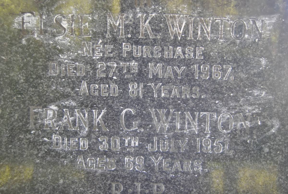 WINTON Frank G. -1951 &amp; Elsie M.K. PURCHASE -1967