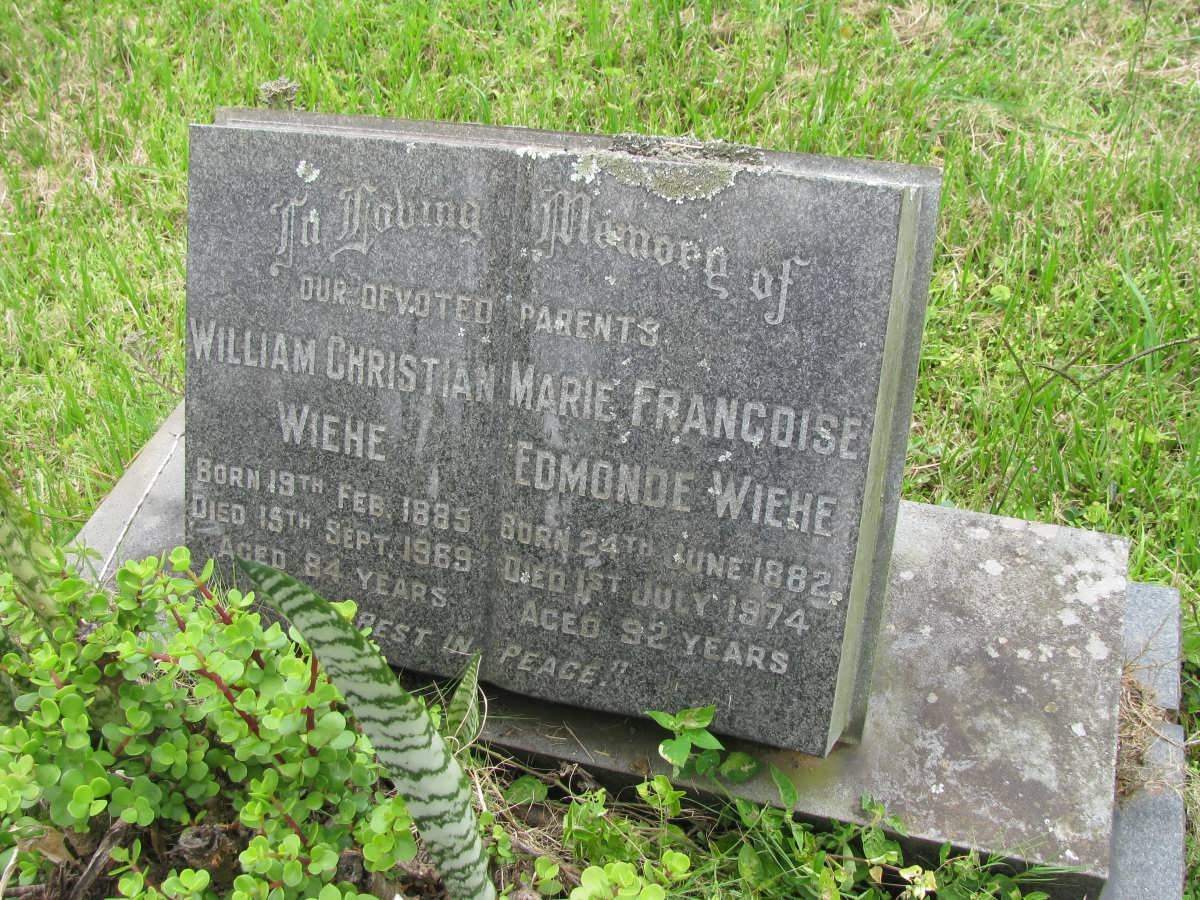 WIEHE William Christian 1885-1969 &amp; Marie Francoise Edmonde 1882-1974